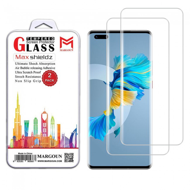 Huawei Mate 40 Pro Tempered Screen Protector Max Shieldz by Margoun 2-Pack - Clear
