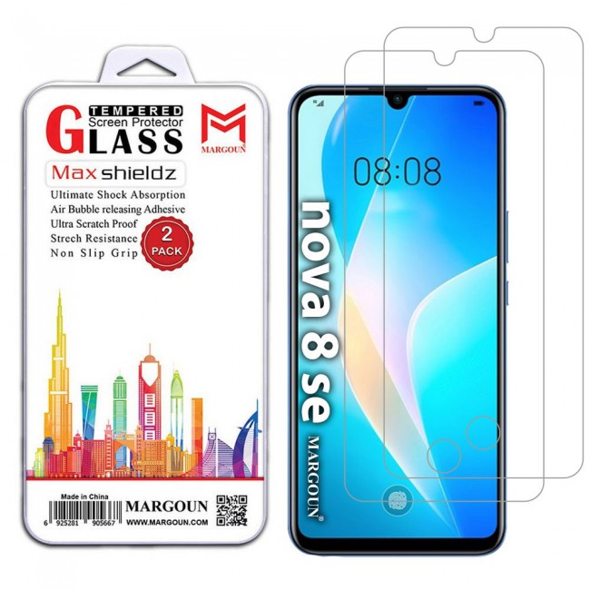 Huawei nova 8 SE Tempered Screen Protector Max Shieldz by Margoun 2-Pack - Clear