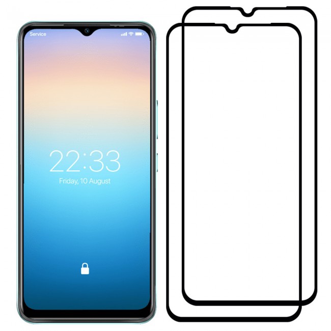 MARGOUN 2 Pack for itel A49 4G Screen Protector Tempered Glass Full Glue Black side