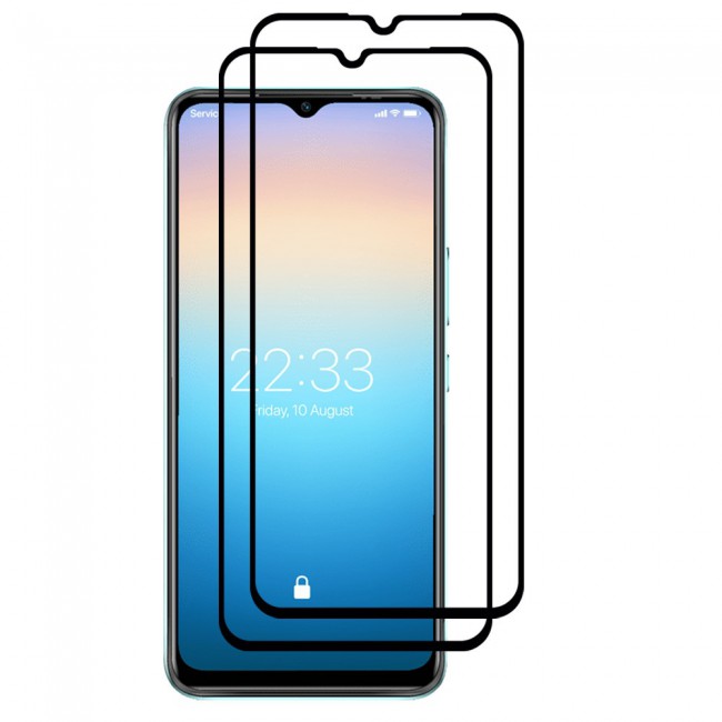 MARGOUN 2 Pack for itel A49 4G Screen Protector Tempered Glass Full Glue Black side
