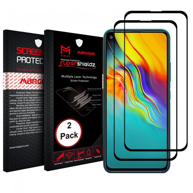 Infinix Hot 9 2-Pack Glass 3D Screen Protector Super Shieldz by Margoun - Black Edge