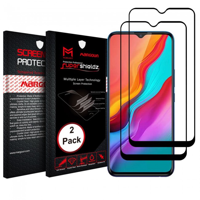 Infinix Hot 9 Play 2-Pack Glass 3D Screen Protector Super Shieldz by Margoun - Black Edge