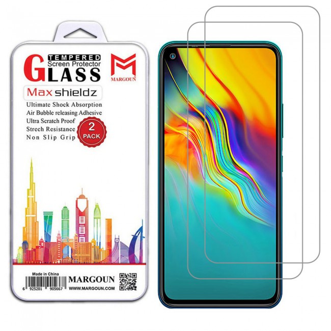 Infinix Hot 9 Tempered Screen Protector Max Shieldz by Margoun 2-Pack - Clear