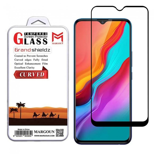 Infinix S4 Glass 3D Tempered Screen Protector Grand Shieldz by Margoun - Black Edge