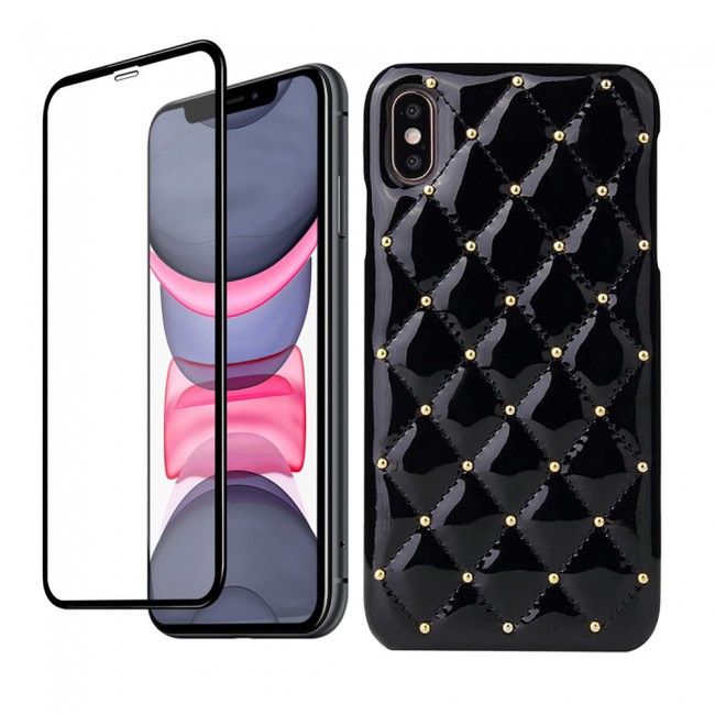 Margoun Luxury Leather Case Cover with 3D Screen Protector for Apple iPhone XR