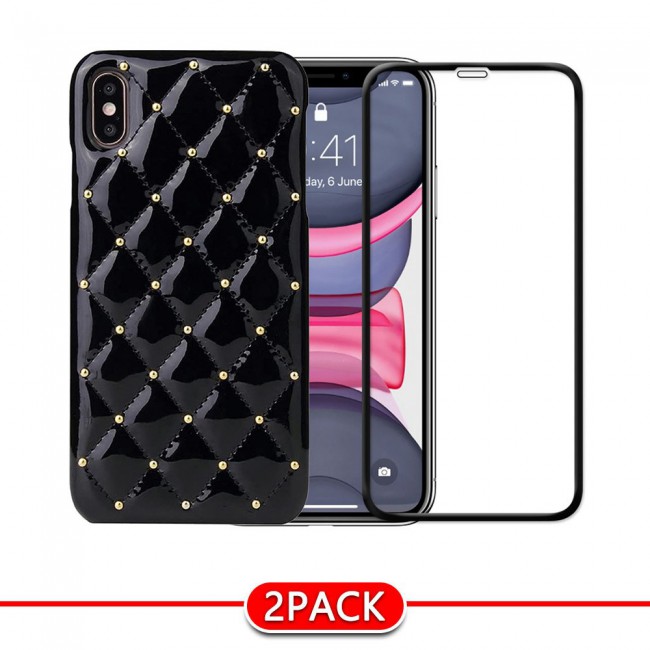 Margoun Luxury Leather Case Cover with 3D Screen Protector for Apple iPhone XR