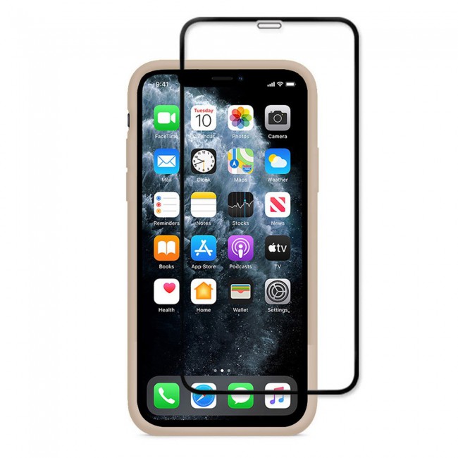 Margoun 2Pack Apple iPhone 12 Silicone Case Cover and 3D Screen Protector - Beige