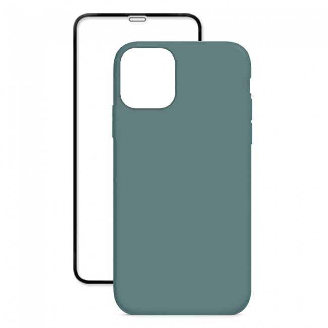 Margoun 2Pack Apple iPhone 12 Silicone Case Cover and 3D Screen Protector - Cactus Green