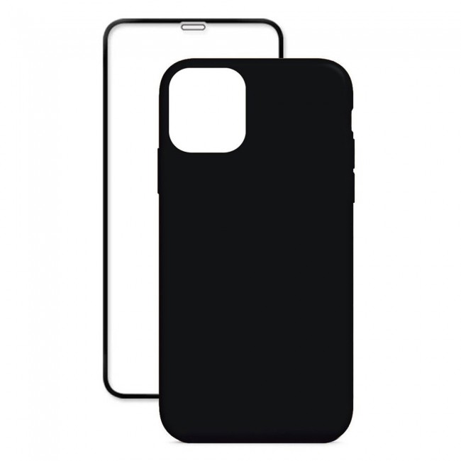 Margoun 2Pack Apple iPhone 12 Pro Silicone Case Cover and 3D Screen Protector - Black