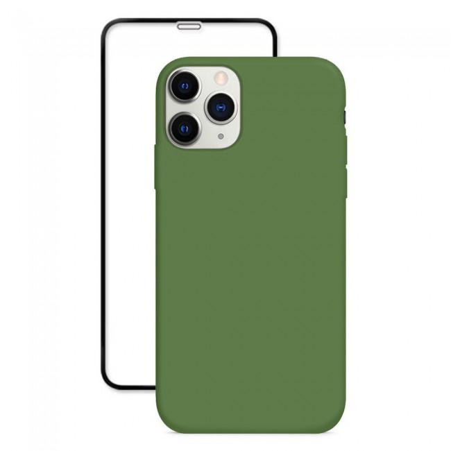 Margoun 2Pack Apple iPhone 12 Pro Silicone Case Cover and 3D Screen Protector - Green