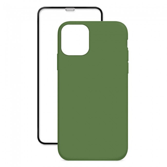 Margoun 2Pack Apple iPhone 12 Pro Silicone Case Cover and 3D Screen Protector - Green