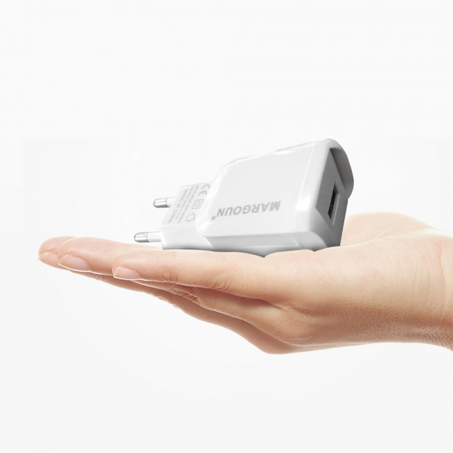 Margoun 2.1A Micro USB Wall Charger with Type-C Cable for Samsung Galaxy A30 , A50 – White – MG02