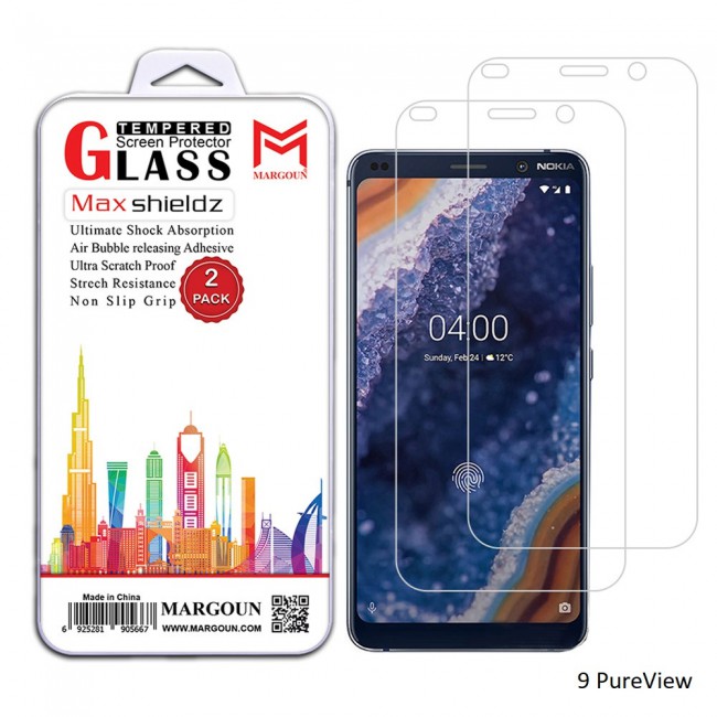 Margoun 2-Pack Tempered Glass Screen Protector for Nokia Phones ( 1 Plus , 3.2 , 4.2 , 210 , 9 Pureview )
