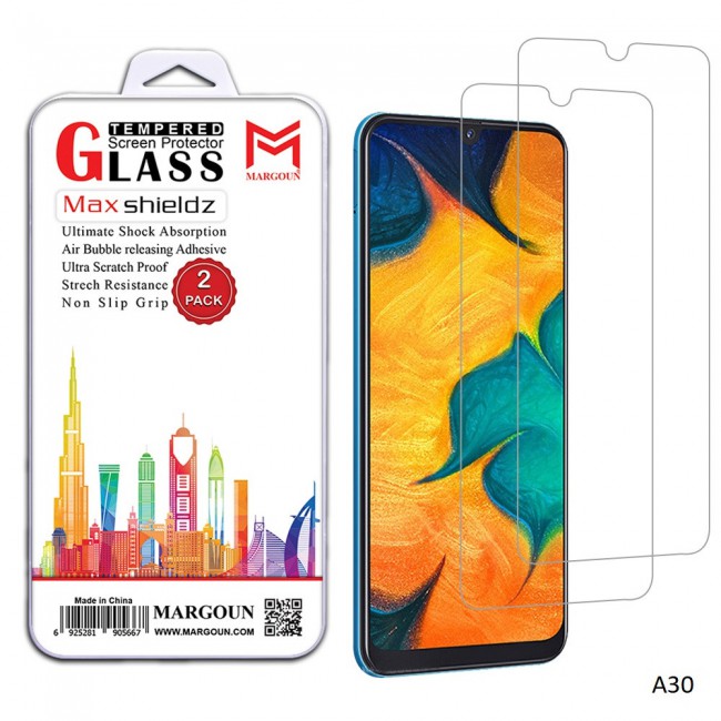 Margoun 2-Pack Tempered Glass Screen Protector for Samsung Galaxy A Series ( A70 , A10 , A30 , A50 , A6s , A8s )