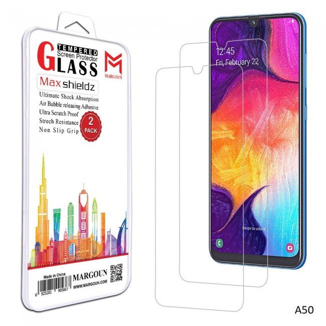 Margoun 2-Pack Tempered Glass Screen Protector for Samsung Galaxy A Series ( A70 , A10 , A30 , A50 , A6s , A8s )