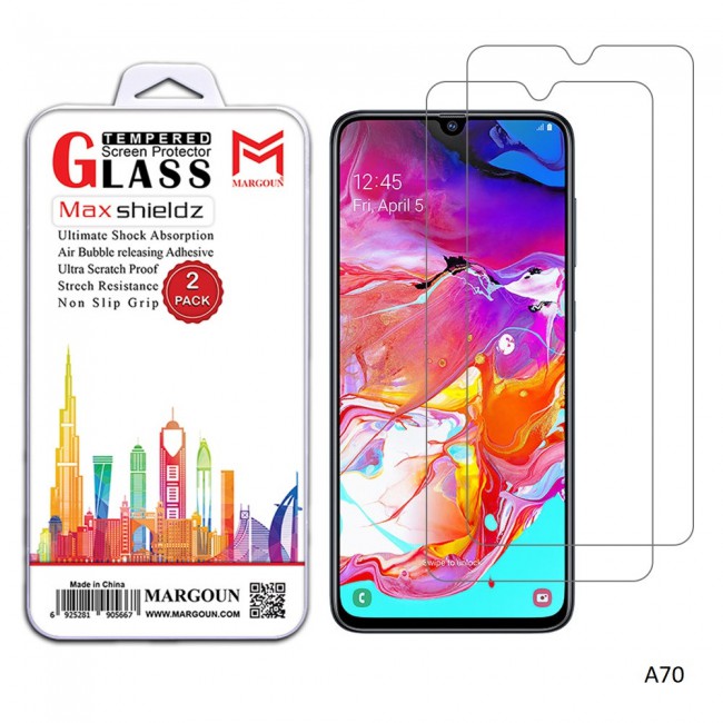Margoun 2-Pack Tempered Glass Screen Protector for Samsung Galaxy A Series ( A70 , A10 , A30 , A50 , A6s , A8s )