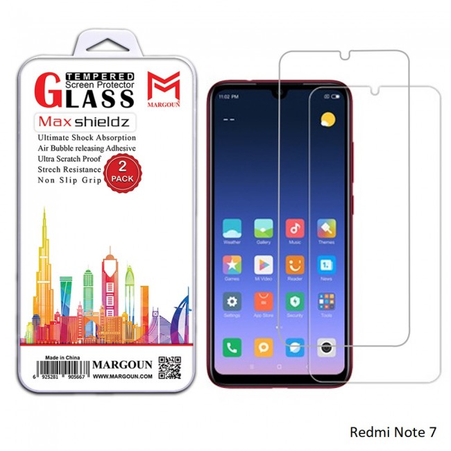 Margoun 2-Pack Tempered Glass Screen Protector for Xiaomi Phones ( Redmi Note 7 )