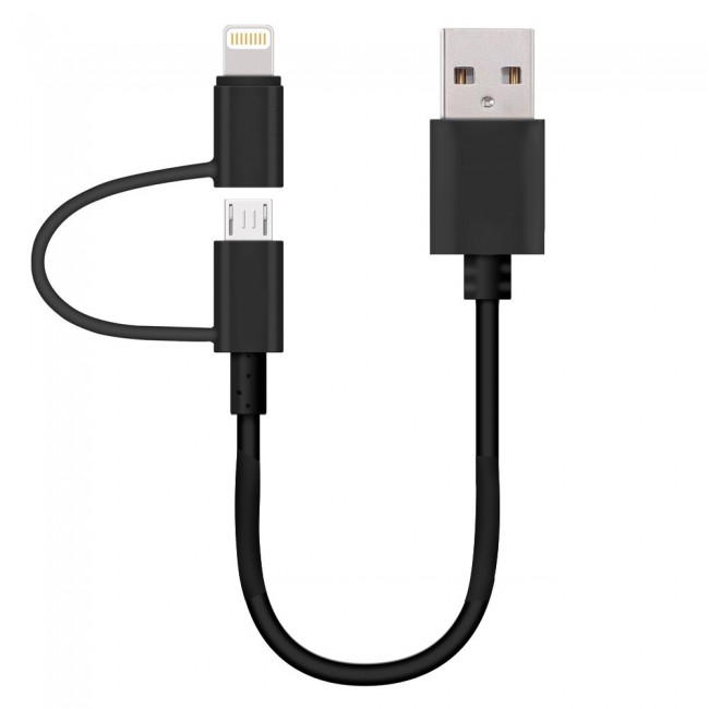 Margoun 15cm 2 in 1 Micro USB and Lightning Cable Adapter for Android and Apple Phones - Black , White , Blue , Purple