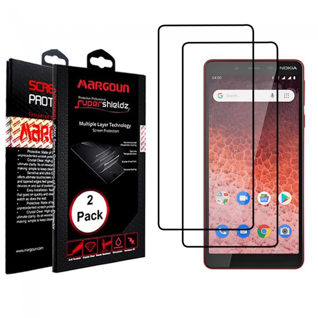 Margoun 2-Pack 3D Tempered Glass Screen Protector for Nokia 1 Plus