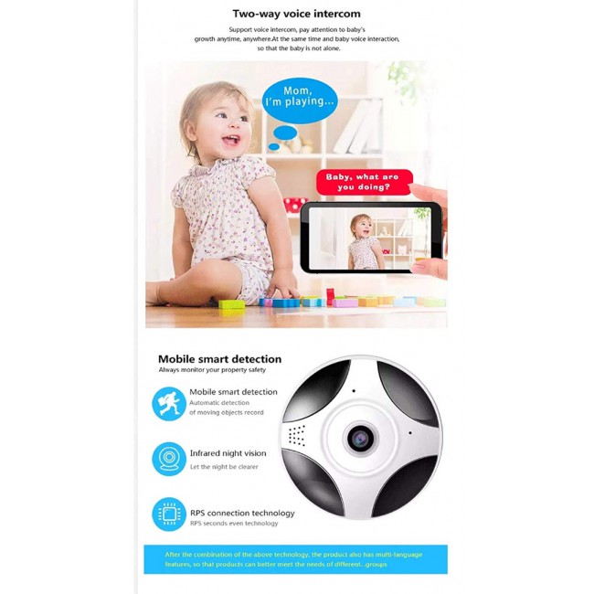 Margoun 360° Panorama WiFi Surveillance Camera with Motion Detection