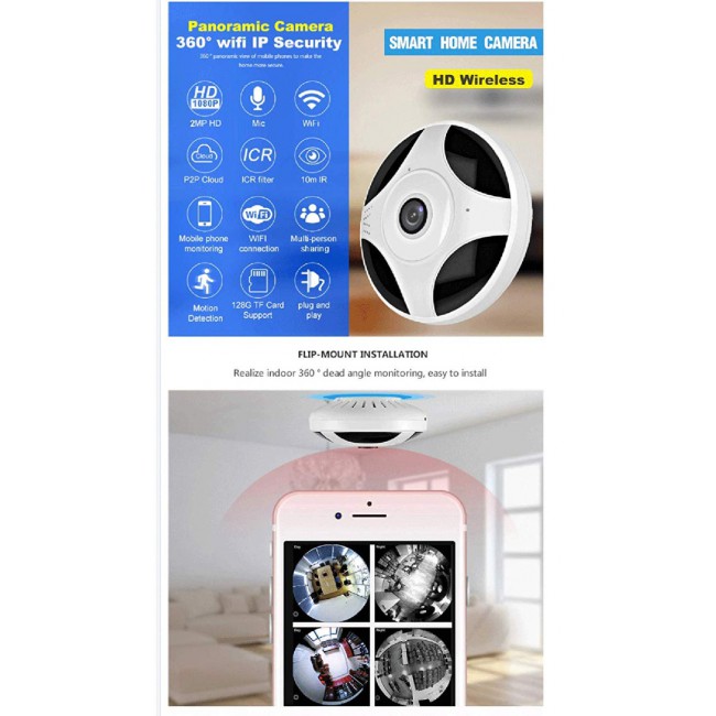 Margoun 360° Panorama WiFi Surveillance Camera with Motion Detection