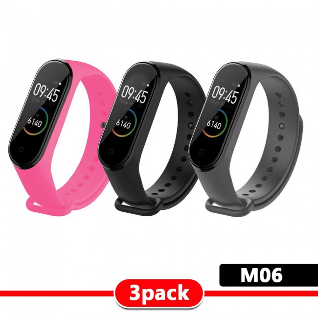 Margoun 3Pack Silicone Band for Xiaomi Mi Band 3 and Mi Band 4 - M01 - M06