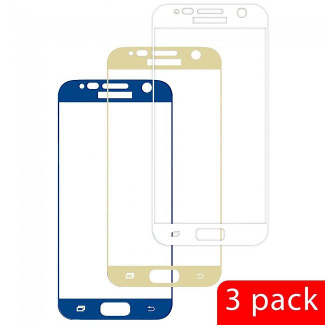 Margoun 3-Pack 3D Curved Screen Protector for Samsung Galaxy S7 - White/Gold/Blue