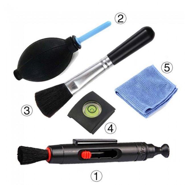 Margoun 5-in-1 Spirit Hot Shoe Lens Brush Cleaning Kit for Canon Nikon DSLR Cameras