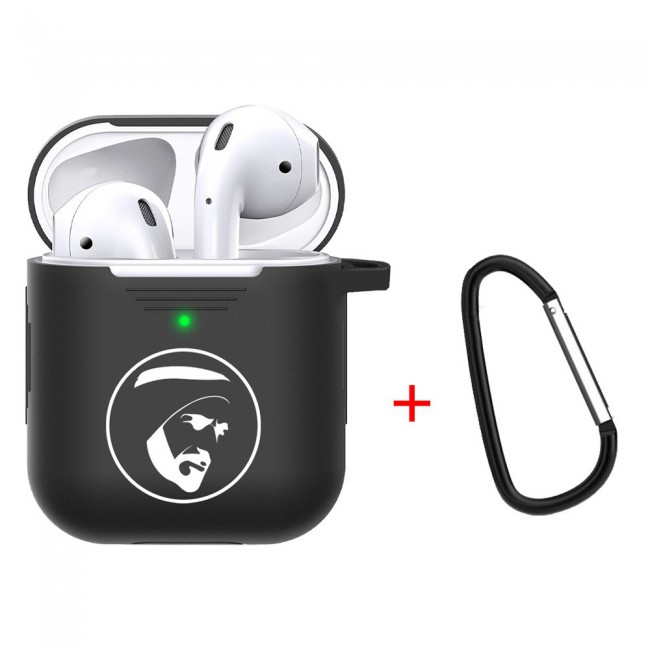 Margoun Airpods 2 Silicone Carabiner Case Cover with Shaikh Zayed Design - Black