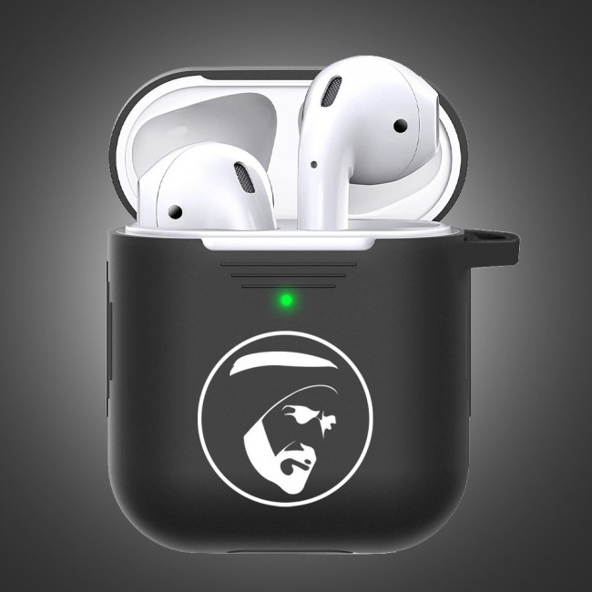 Margoun Airpods 2 Silicone Carabiner Case Cover with Shaikh Zayed Design - Black