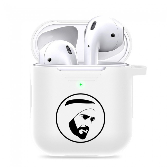 Margoun Airpods 2 Silicone Carabiner Case Cover with Shaikh Zayed Design - White