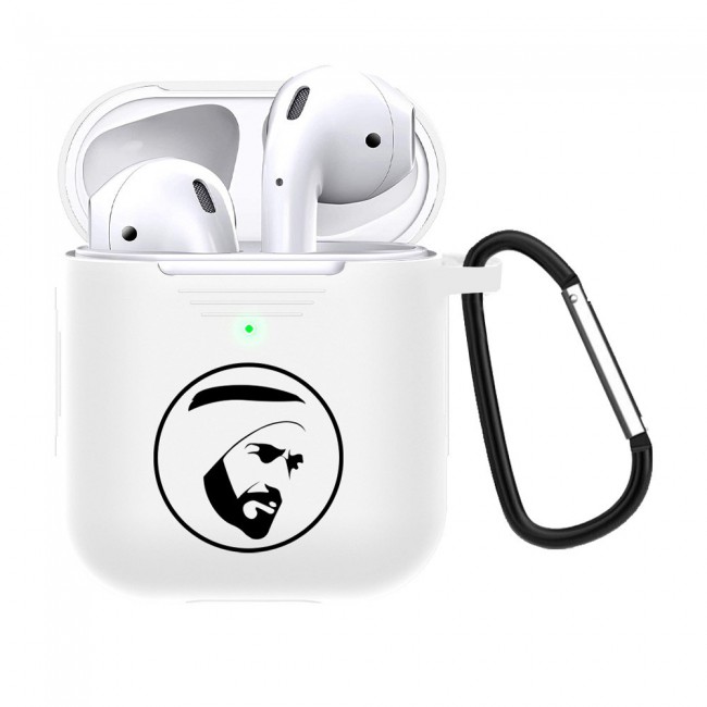 Margoun Airpods 2 Silicone Carabiner Case Cover with Shaikh Zayed Design - White