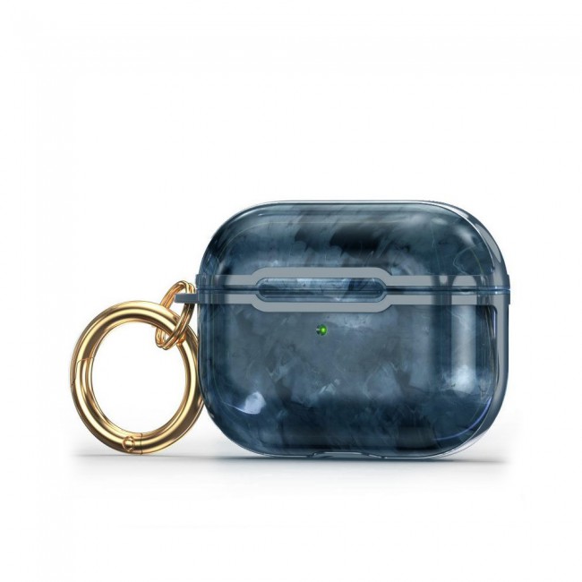 Margoun Airpods Pro Marble Case with Silver Ribbon and Ring Clip - Green Grey