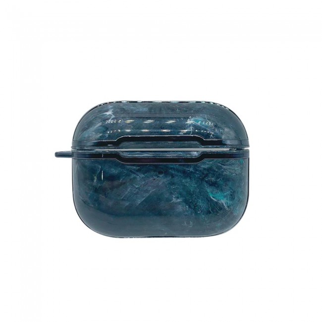 Margoun Airpods Pro Marble Case with Silver Ribbon and Ring Clip - Green Grey