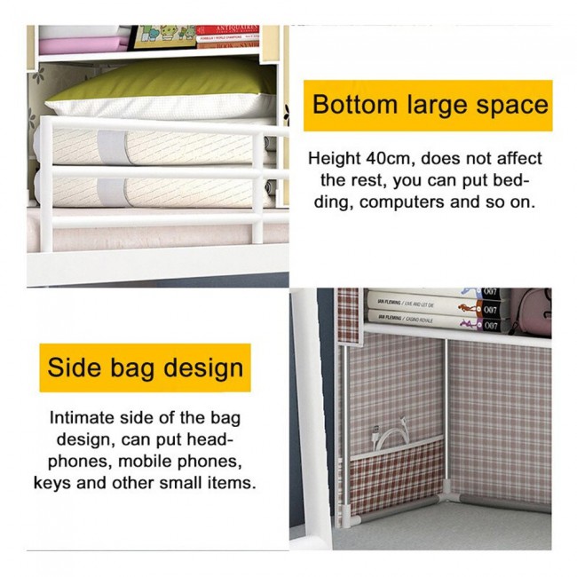 Margoun 3-Layer Bed Wardrobe College Dormitory Storage - Checkered Brown