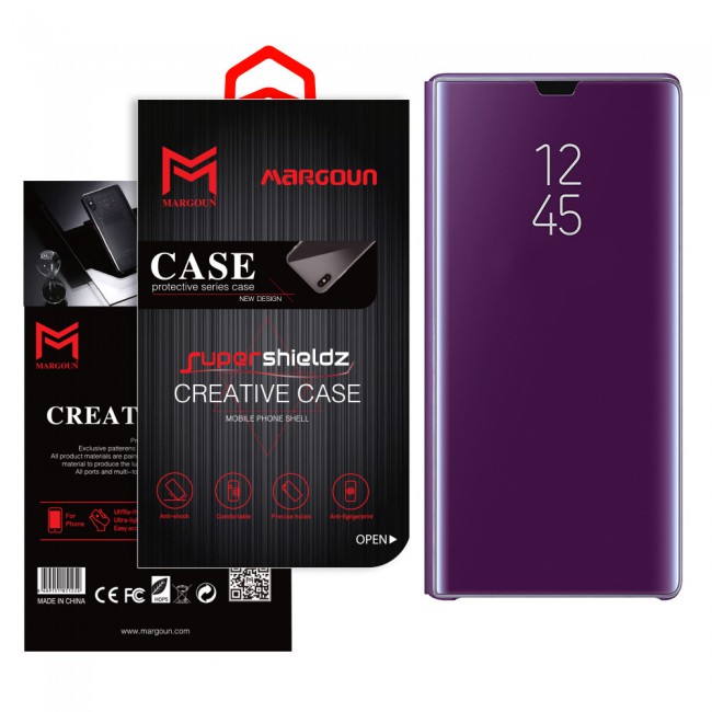 Margoun Clear View Standing Cover Flip Case for Samsung Galaxy s10 - Purple
