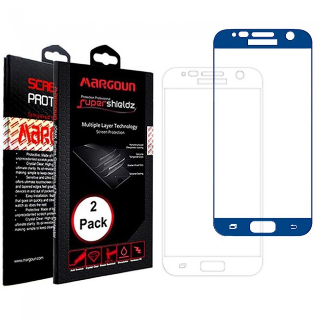 Margoun 2-Pack Duo-Color 3D Curved Screen Protector for Samsung Galaxy S7 - white/Blue