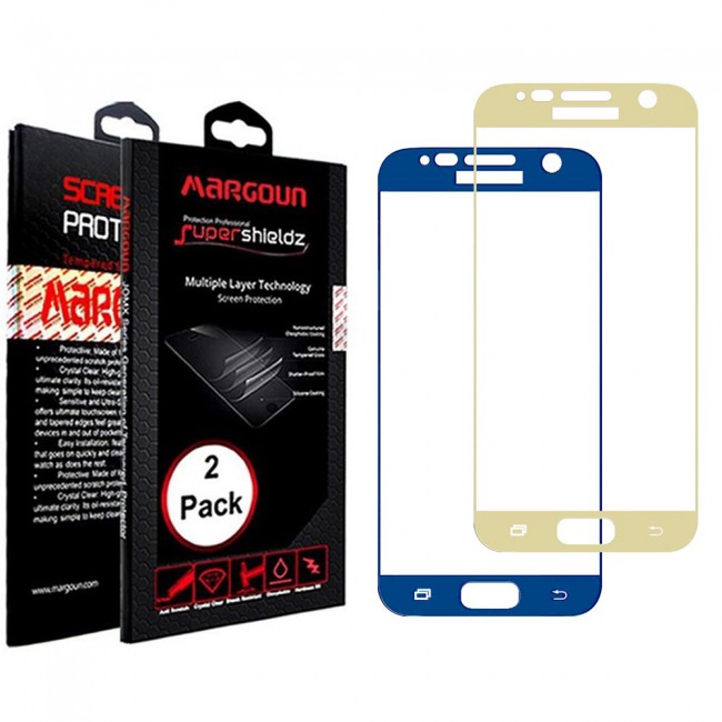 Margoun 2-Pack Duo-Color 3D Curved Screen Protector for Samsung Galaxy S7 - Blue/Gold