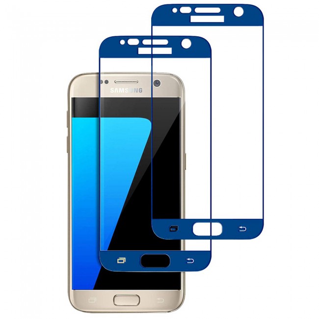 Margoun 2-Pack 3D Curved Screen Protector for Samsung Galaxy S7 - White , Blue , Gold