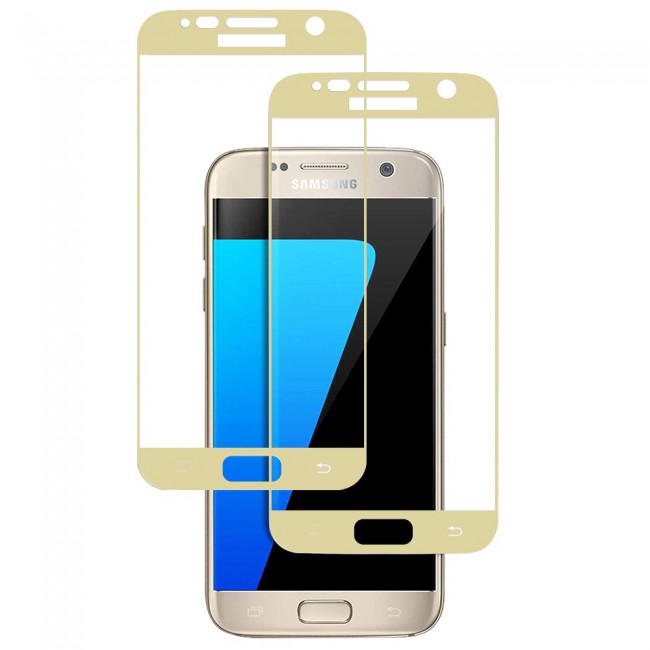 Margoun 2-Pack 3D Curved Screen Protector for Samsung Galaxy S7 - White , Blue , Gold