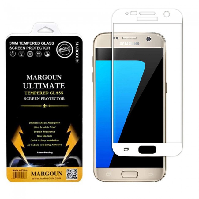 Margoun 3D Curved Screen Protector for Samsung Galaxy S7 - White , Gold , Blue
