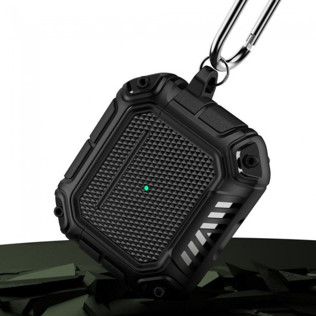 Margoun Rugged Hard Shell Case Cover with Keychain for AirPods 3rd Generation - Black - SHDSHOP