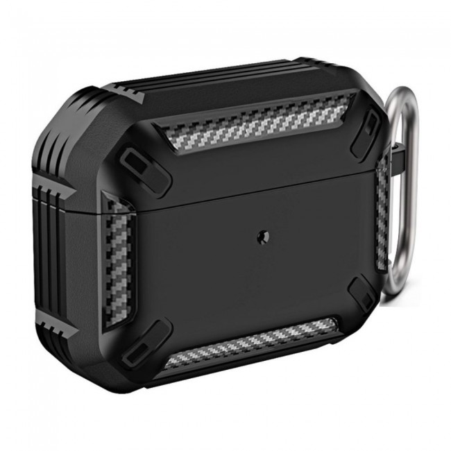 Margoun Rugged Hard Shell Case Cover with Keychain for AirPods 3rd Generation - Black - SHDSHOP