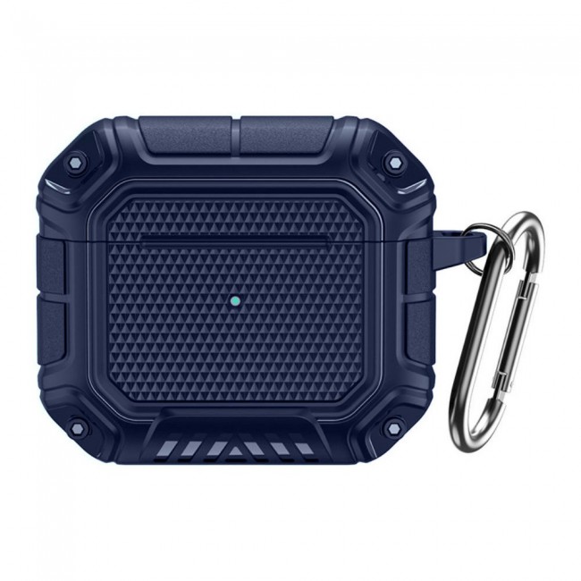 Margoun Rugged Hard Shell Case Cover with Keychain for AirPods 3rd Generation - Dark Blue - SHDSHOP