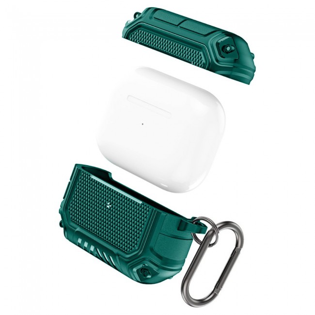 Margoun Rugged Hard Shell Case Cover with Keychain for AirPods 3rd Generation - Green - SHDSHOP