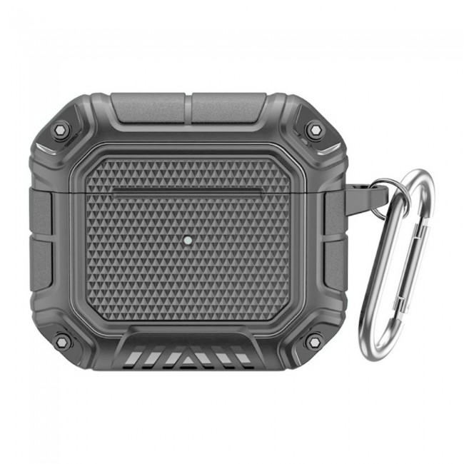 Margoun Rugged Hard Shell Case Cover with Keychain for AirPods 3rd Generation - Grey - SHDSHOP