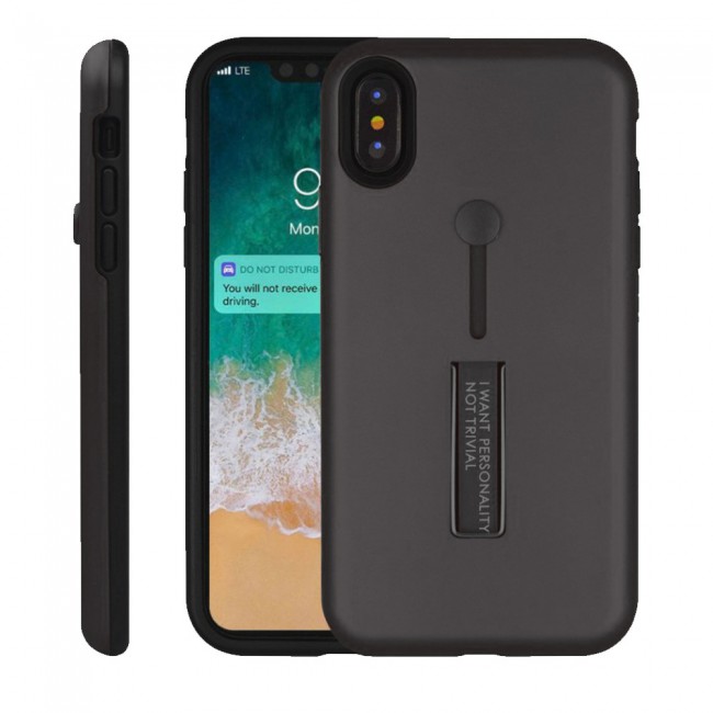 Margoun I Want Personality Not Trivial Strap Case Cover with Kickstand for Apple iphone XR – Black , Dark Blue , Red , Gold