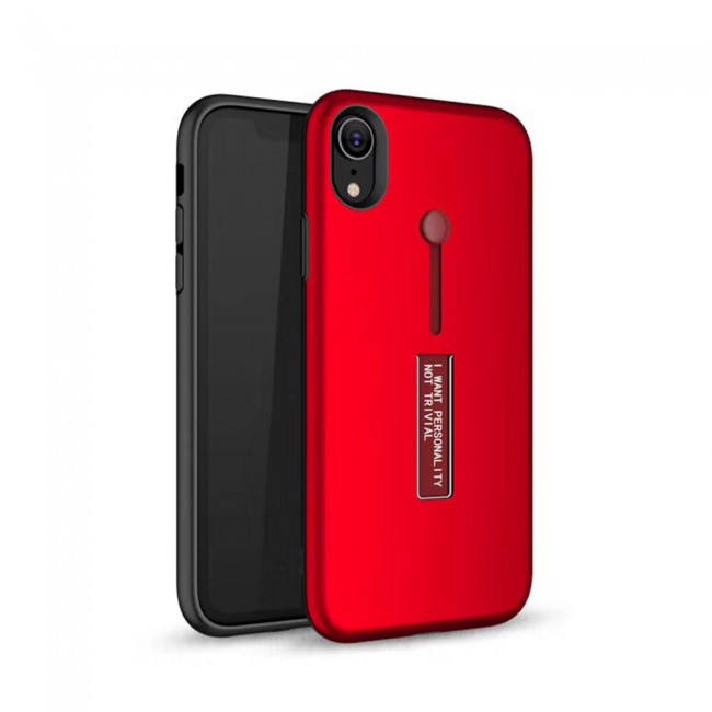 Margoun I Want Personality Not Trivial Strap Case Cover with Kickstand for Apple iphone XR – Black , Dark Blue , Red , Gold