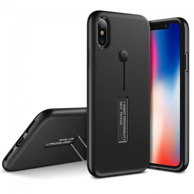 Margoun I Want Personality Not Trivial Strap Case Cover with Kickstand for Apple iphone XS Max – Black , Dark Blue , Red , Gold