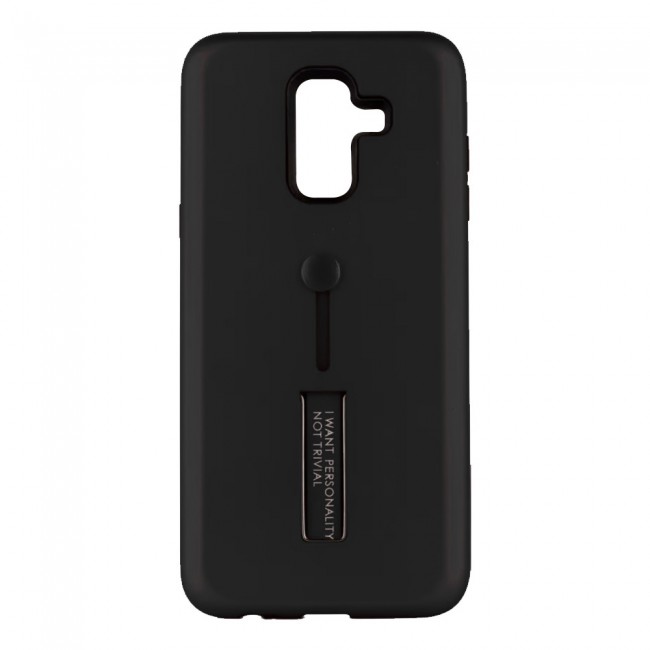Margoun I Want Personality Not Trivial Strap Case Cover with Kickstand for Samsung Galaxy A6 Plus – Black , Dark Blue , Red , Gold